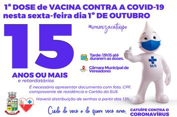 CALENDÁRIO DE VACINAÇÃO COVID-19 PARA O DIA 01 DE OUTUBRO DE 2021