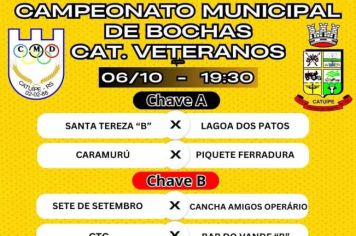 JOGOS DIA 6 DE OUTUBRO – CAMPEONATO MUNICIPAL DE BOCHAS CATEGORIA VETERANOS