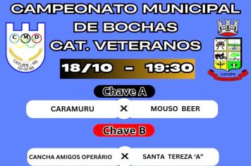 CAMPEONATO MUNICIPAL DE BOCHAS- 18 E 19 DE OUTUBRO