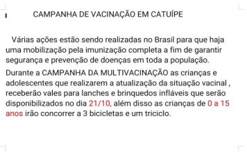 CAMPANHA NACIONAL DE MULTIVACINAÇÃO EM CATUÍPE