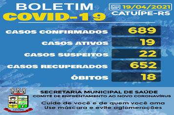 BOLETIM EPIDEMIOLÓGICO DO DIA 19 DE ABRIL DE 2021