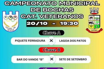 CAMPEONATO MUNICIPAL DE BOCHAS CATEGORIA VETERANOS- DIA 20 DE OUTUBRO