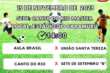 RODADA DO CAMPEONATO MUNICIPAL DE FUTEBOL DE CAMPO NESTA QUARTA-FEIRA, DIA 15 DE NOVEMBRO