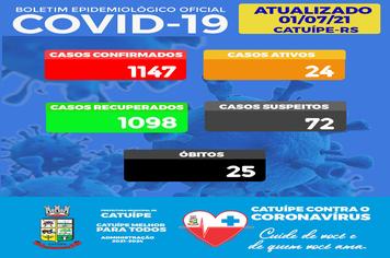 BOLETIM EPIDEMIOLÓGICO DO DIA 01 JULHO DE 2021