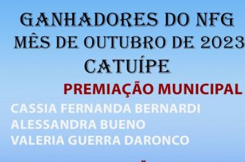 GANHADORES DO PROGRAMA NOTA FISCAL GAÚCHA - MÊS DE OUTUBRO DO MUNICÍPIO DE CATUÍPE