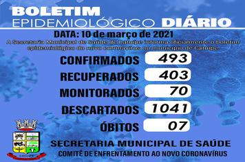 Boletim Epidemiológico do dia 10 de março de 2021