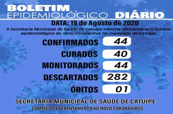 Boletim Epidemiológico do dia 19 de agosto de 2020