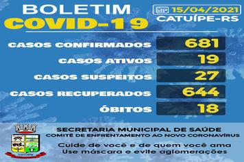BOLETIM EPIDEMIOLÓGICO DO DIA 15 DE ABRIL DE 2021