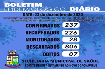 Boletim epidemiológico do dia 23 de dezembro de 2020
