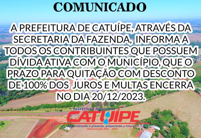 COMUNICADO DA SECRETARIA MUNICIPAL DA FAZENDA