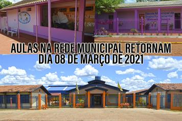 AULAS NA REDE MUNICIPAL RETORNAM DIA 08 DE MARÇO DE 2021
