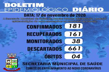 Boletim Epidemiológico do dia 17 de novembro de 2020