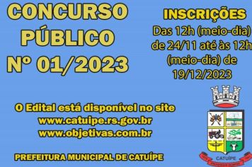 PREFEITURA DE CATUÍPE PUBLICA EDITAL PARA CONCURSO PÚBLICO EM DIVERSAS ÁREAS