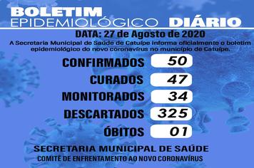 Boletim dia 27 de agosto de 2020