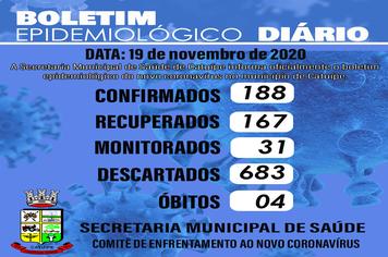 Boletim epidemiológico do dia 19 de novembro de 2020