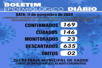 Boletim epidemiológico do dia 11 de novembro de 2020