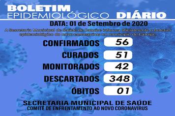 Boletim atualizado do dia 01 de setembro de 2020