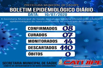 BOLETIM EPIDEMIOLÓGICO DO DIA 10 DE JULHO DE 2020
