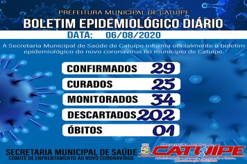 Boletim epidemiologico dia 06 de agosto de 2020