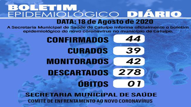 Boletim epidemiológico do dia 18 de agosto