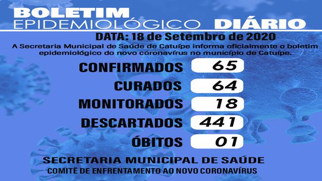 Boletim epidemiológico do dia 18 de setembro de 2020